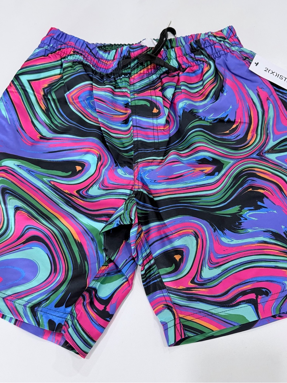 2(X)IST Black Wave Swirl Catalina Swim Trunks